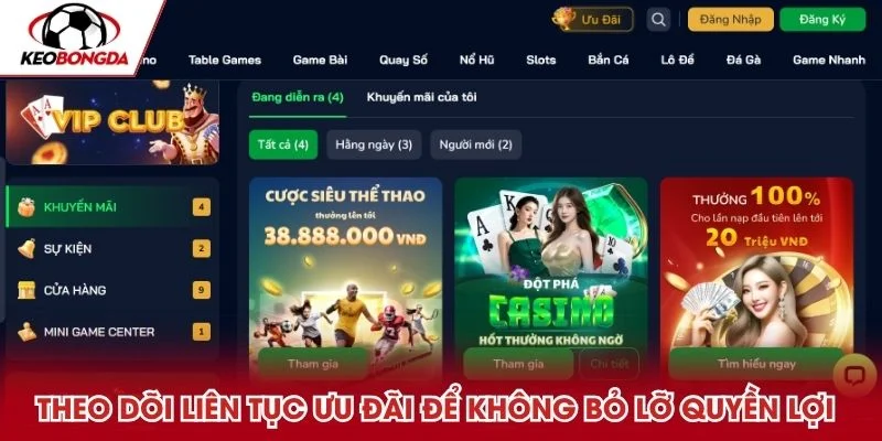 Theo dõi liên tục ưu đãi để không bỏ lỡ quyền lợi